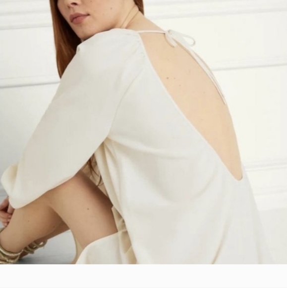 Hill House The Simone Dress Coconut Ivory Maxi Open Back Blouson Slv L NWT - Picture 4 of 7